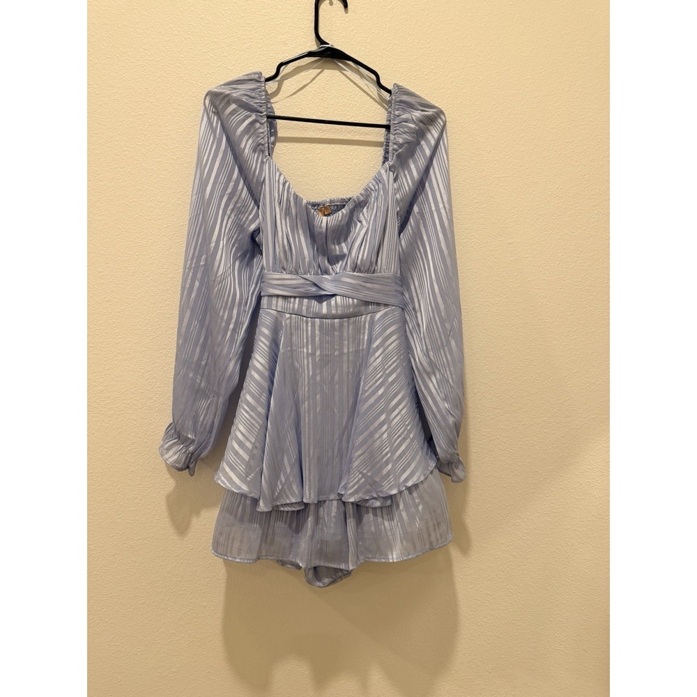 Periwinkle Shimmery Dressy Striped Romper Dress Size xL